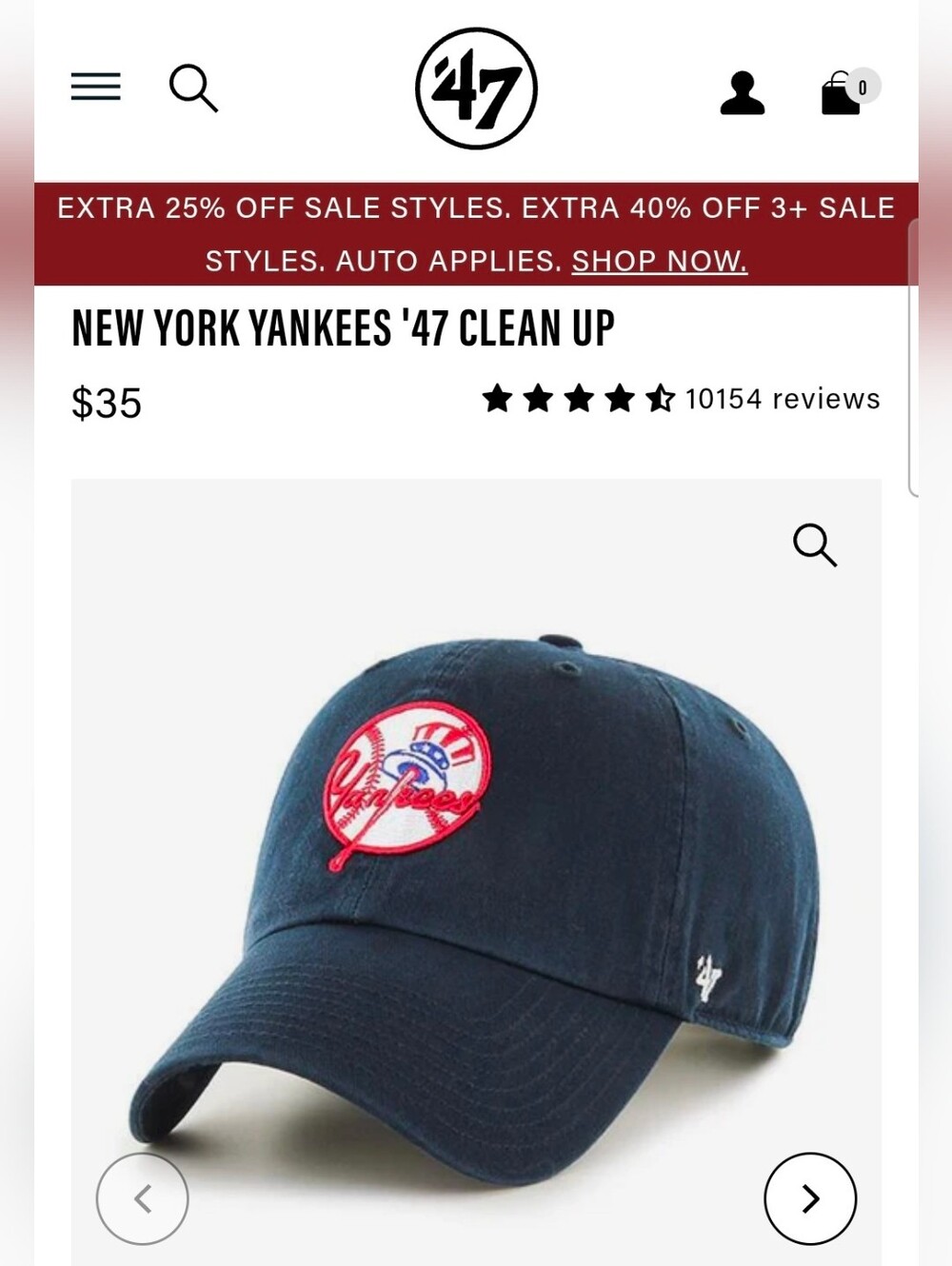 '47 Brand New York Yankees Adjustable Ball Cap
